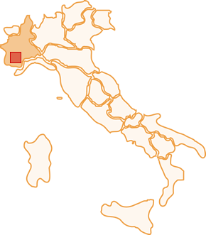 The map of Moscato d'Asti town halls